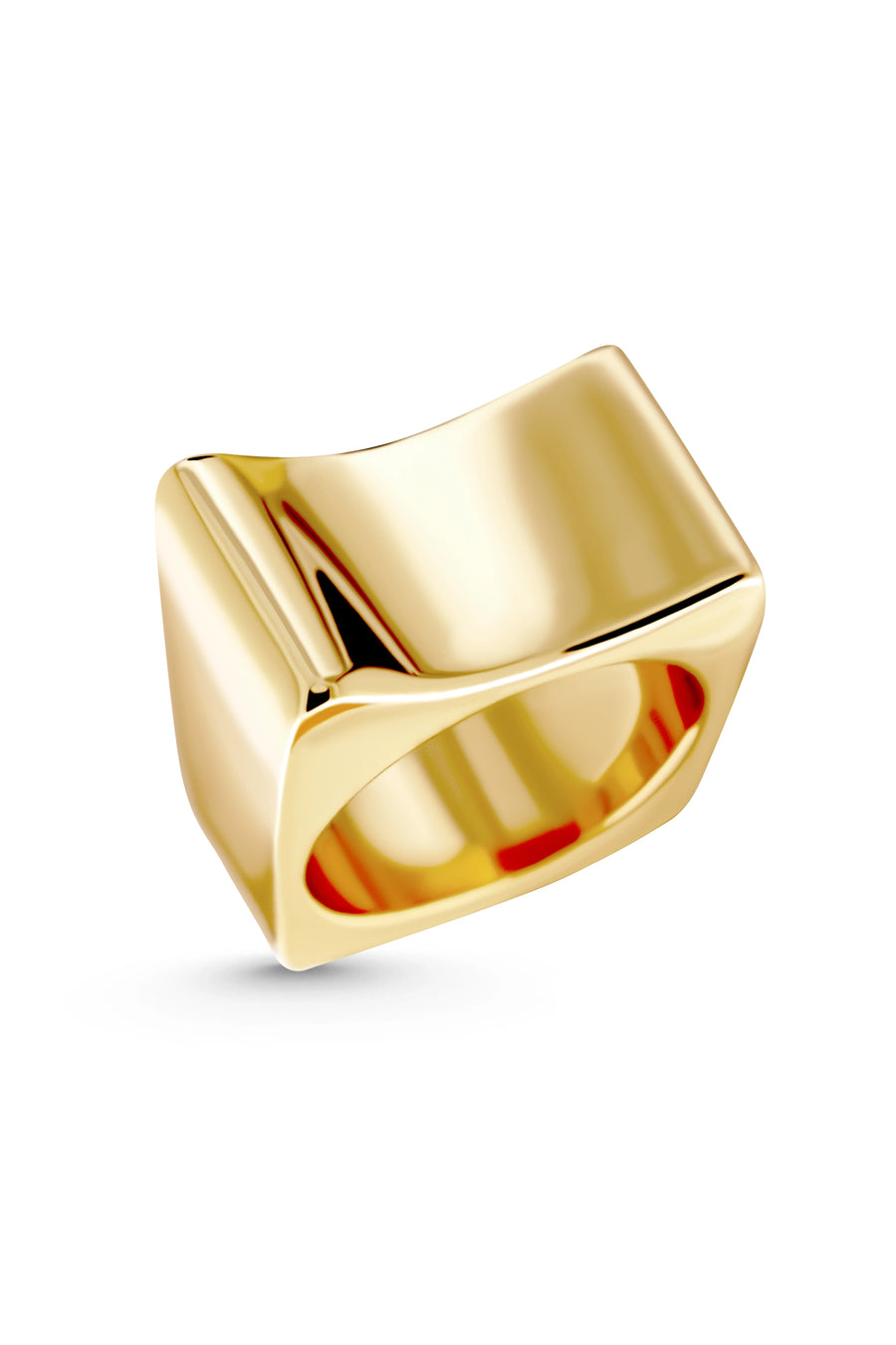 PEAK Ring. Geometrical box-shaped ring, size US7,18K gold vermeil, handmade, hypoallergenic, water-resistant