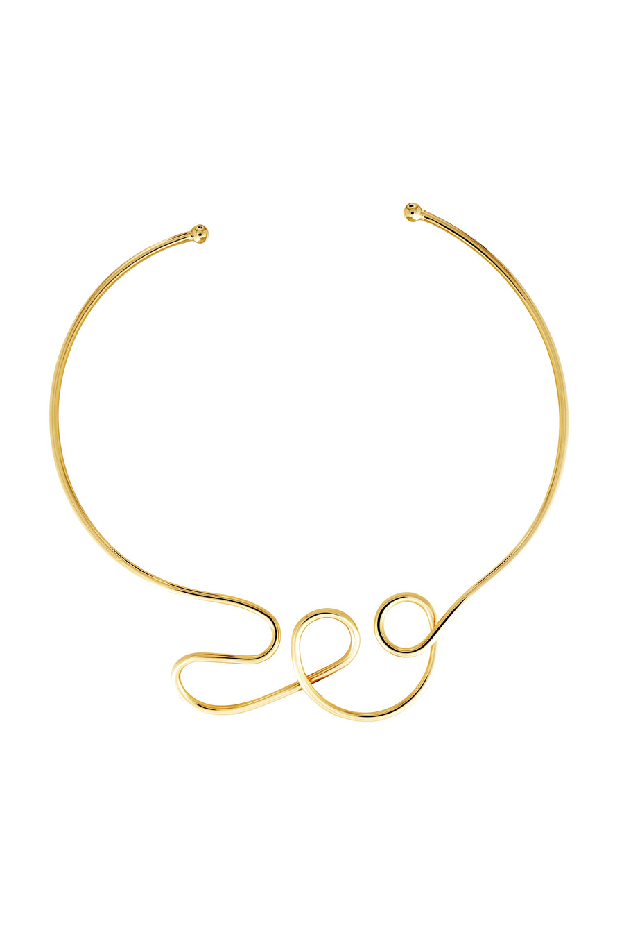 CROWN Choker. Winding line design, open-ended, 18K gold vermeil, handmade, hypoallergenic, water-resistant