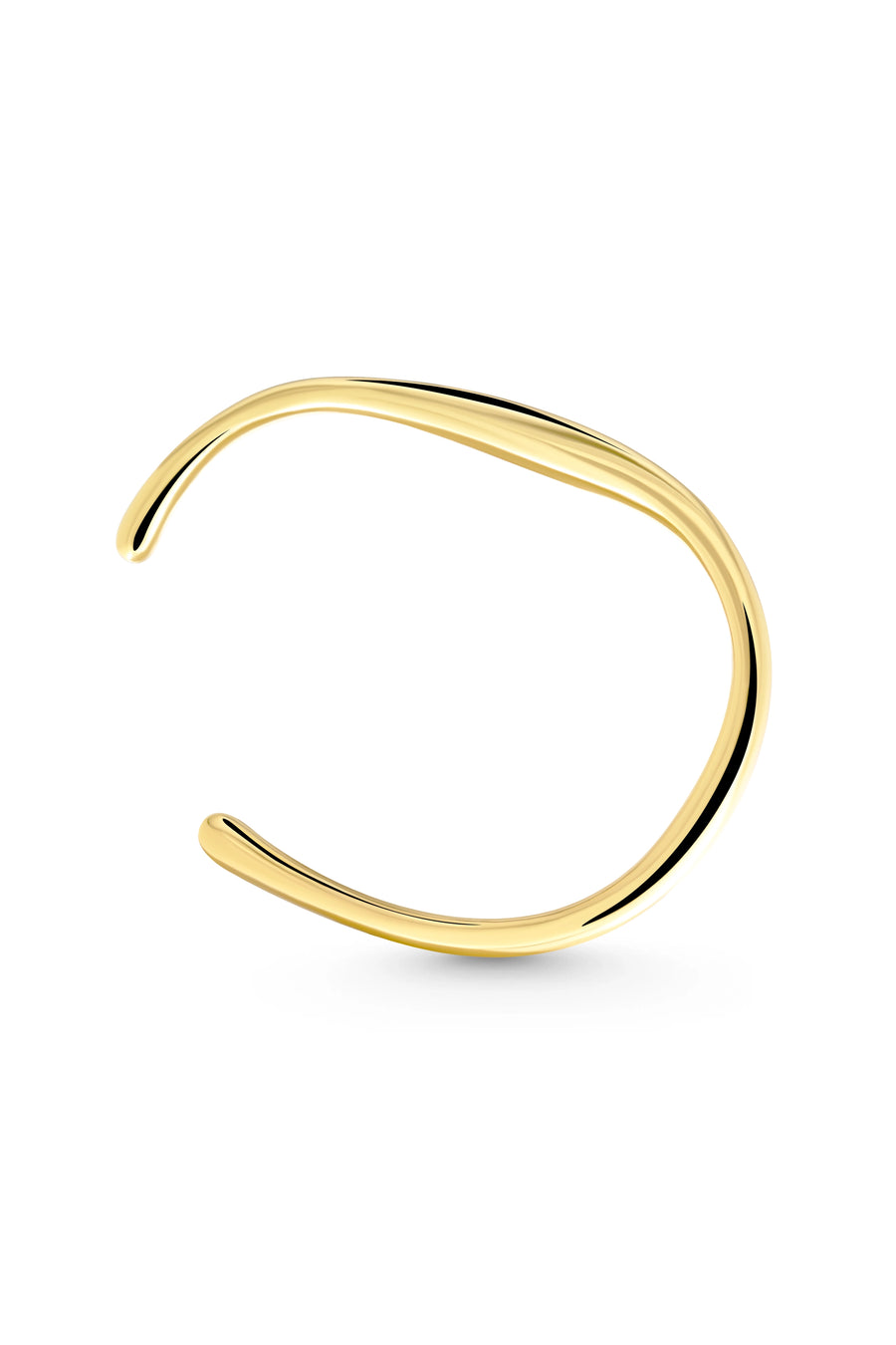 ETHEREAL Cuff. Oval-shaped open-ended band cuff bracelet, 18K gold vermeil, handmade, hypoallergenic, water-resistant