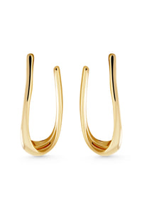 Thumbnail for ATARAXIA Earrings. Elongated elliptical hoops, 18K gold vermeil, handmade, hypoallergenic, water-resistant