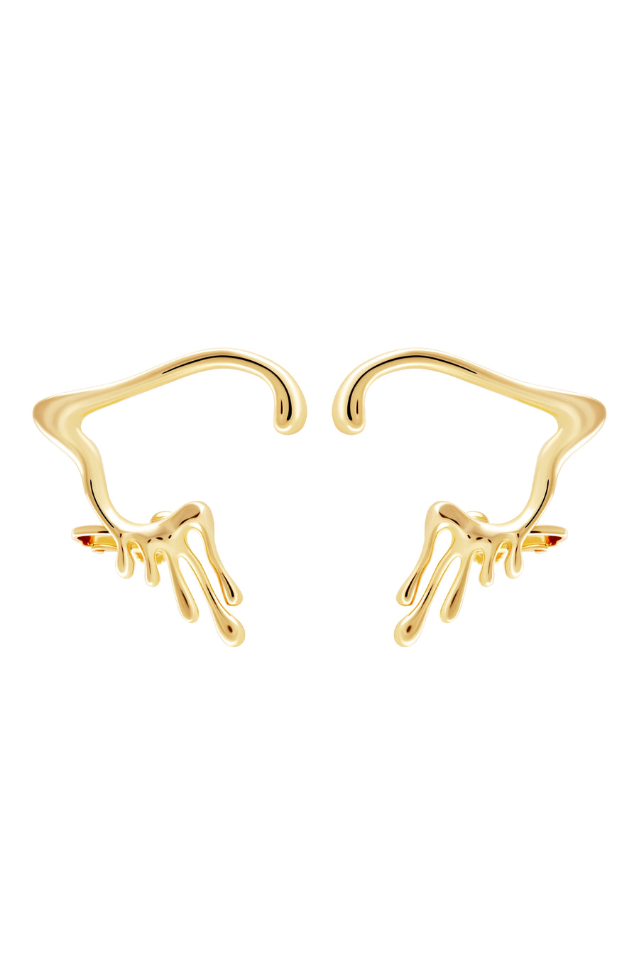 ELIXIR Ear Cuffs. Melting flows design, screw-back ear cuffs, no piercings needed. 18K gold vermeil, handmade, hypoallergenic, water-resistant