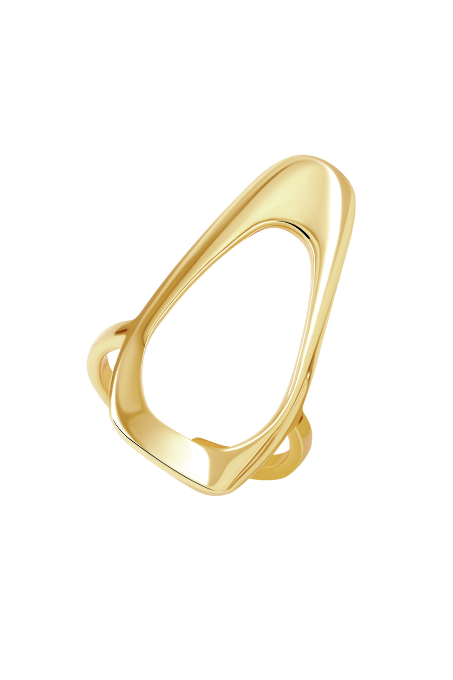 HEXAGON Ring. Elongated hexagon-shaped ring, open-ended, can fit with US sizes 5-7, 18K gold vermeil, handmade, hypoallergenic, water-resistant