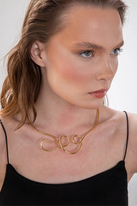 Thumbnail for CROWN Choker. Winding line design, open-ended, 18K gold vermeil, handmade, hypoallergenic, water-resistant