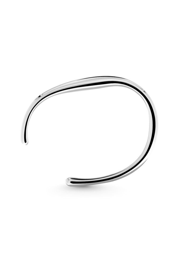 ETHEREAL Cuff. Oval-shaped open-ended band cuff bracelet, silver, handmade, hypoallergenic, water-resistant