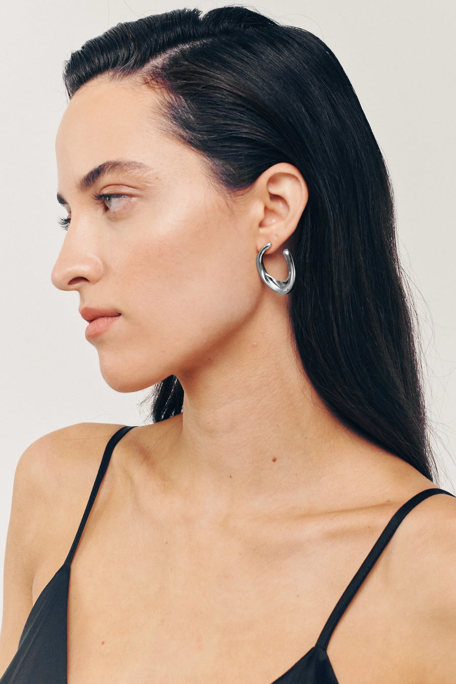 SOLCH LAGOM Edgy & Modern. Semi-circular hoop earrings.