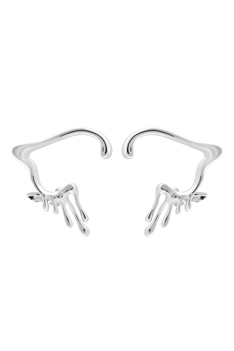 ELIXIR Ear Cuffs. Melting flows design, screw-back ear cuffs, no piercings needed. silver, handmade, hypoallergenic, water-resistant