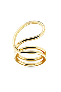 Thumbnail for SAGE Ring. Ring made of coils of line with extended loop, size US7, 18K gold vermeil, handmade, hypoallergenic, water-resistant