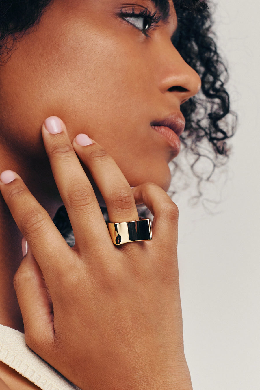 PEAK Ring. Geometrical box-shaped ring, size US7,18K gold vermeil, handmade, hypoallergenic, water-resistant