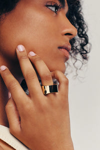 Thumbnail for PEAK Ring. Geometrical box-shaped ring, size US7,18K gold vermeil, handmade, hypoallergenic, water-resistant