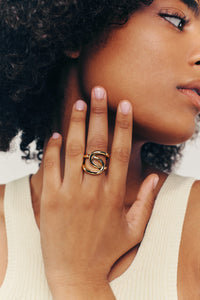 Thumbnail for JOURNEY Ring. Interlinked hoops ring, size US7, 18K gold vermeil, handmade, hypoallergenic, water-resistant